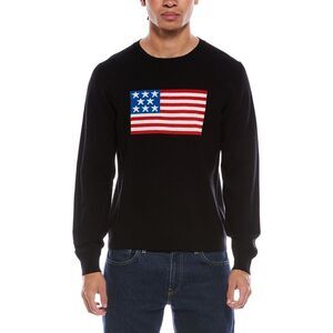 Brodie Cashmere Mens  American Flag Wool & Cashmere-Blend Crewneck Sweater,